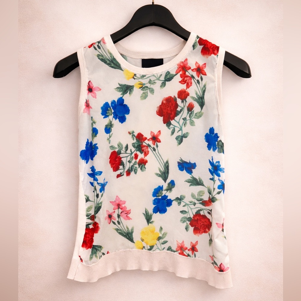 🌸 Premise Floral Sleeveless Top | Off-White | Size Medium 🌸